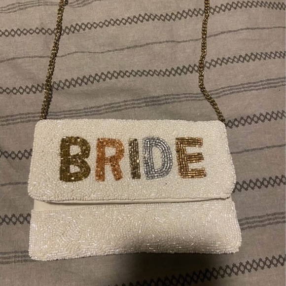 Handbags - Beaded Bride Clutch - Cream and Gold